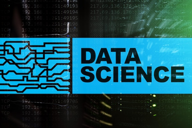 data science business internet and technology concept on server room background