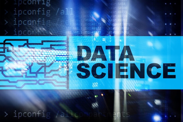 data science business internet and technology concept on server room background
