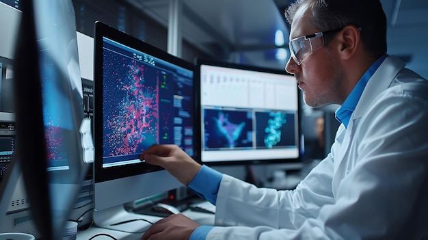 Data Scientist Analyzing Complex Data on Computer Plain Background Data Scientist Complex Data