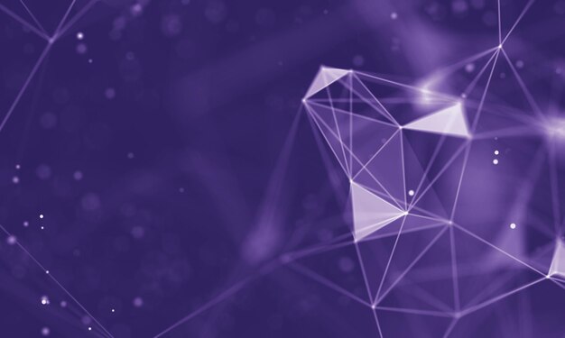 Data technology abstract futuristic illustration Low poly shape with connecting dots and lines on dark background 3D rendering Big data visualization