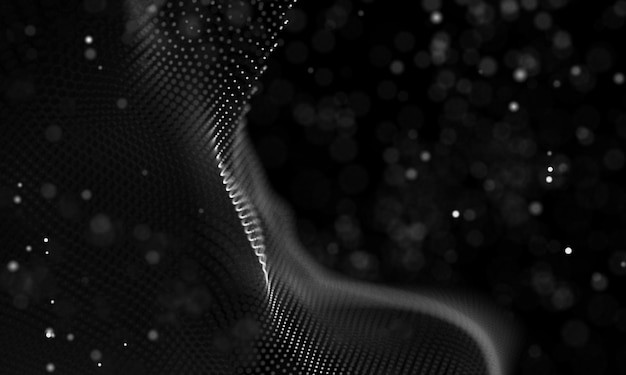 Data technology abstract futuristic illustration Low poly shape with connecting dots and lines on dark background 3D rendering Big data visualization