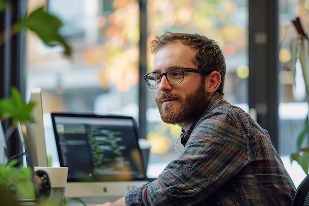 Dataforskare som arbetar med modern teknik