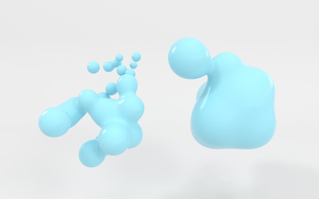 decompose of the blue color sphere 3d rendering