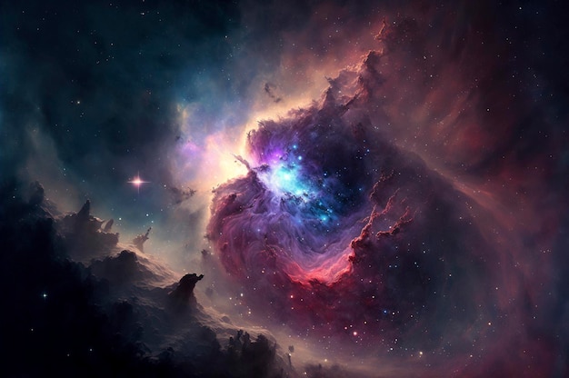 Deep outer space background with stars and nebula AI generative