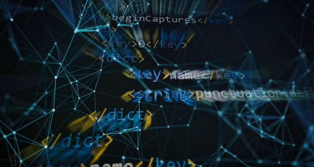 Desktop PC-skærmfoto. Javascript funktioner, variabler, objekter. Projektledere arbejder ny idé. Fremtidig teknologi skabelsesproces.