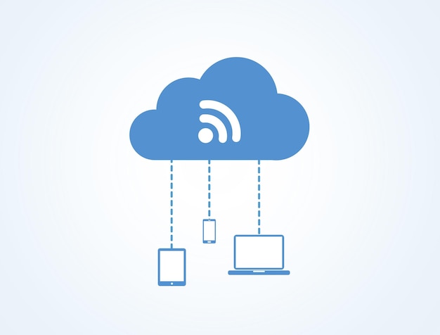 Devices connected to the digital cloud Blue version