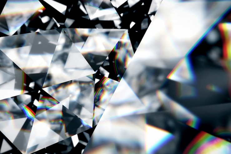Bild diamond with caustic close up texture, 3d illustration.