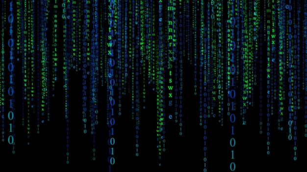 Digital background green matrix Binary Matrix style program Stream of Decimal Digits Computer code Abstract data concept Futuristic cyberspace 3d rendering