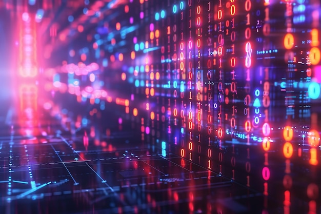 Digital binær teknologi baggrund skabt med Generativ AI