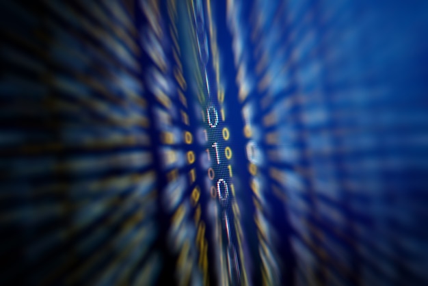 Digital binary data on computer screen