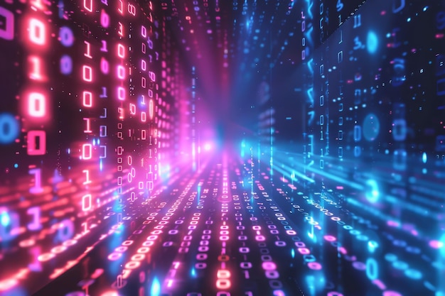 Digital Binary Technology Background created with Generative AI