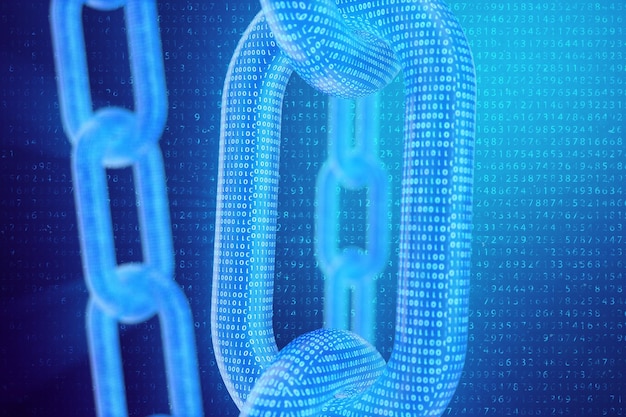 Digital blockchain code Chain links network Concept of Network cryptocurrencies internet