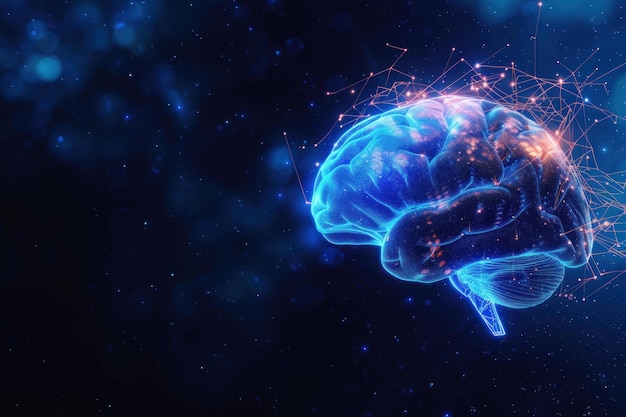 Digital brain concept on cosmic background