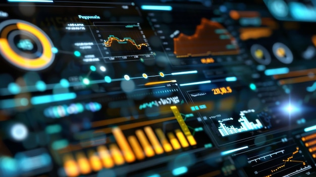digital business technology dashboard with graph
