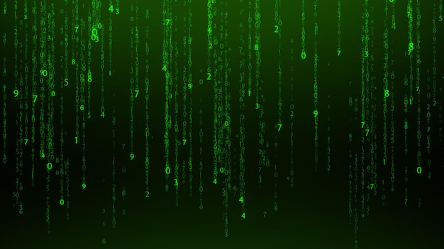 Digital composite image of falling numbers against green background