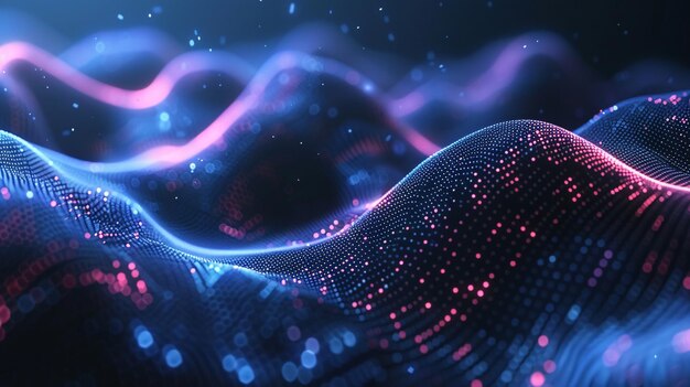 Digital cyberspace and particle digital data network connection concept