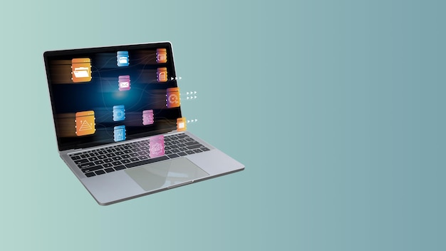 Digital data storage technology document management system on servers network internet Searching and manage folder and files online Download and upload database from computer software technology