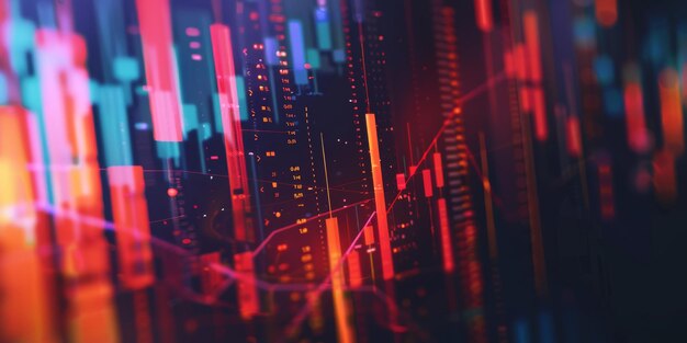 Digital data visualization with blockchain cryptocurrency finance and web tech in cyber space