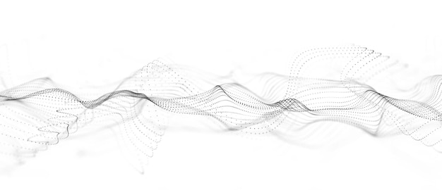 digital dynamic wave of particles and lines abstract white futuristic background big data visualization 3d rendering