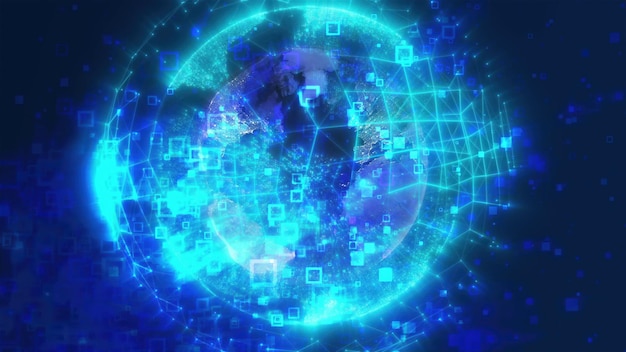 Digital earth with stroke blocks computer generated