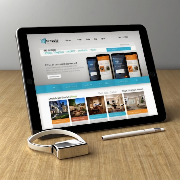digital generated devices on desktop responsive cool website design on screen are made up 3d render