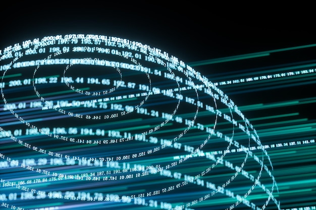 digital lines made of numbers globe big data background 3d rendering