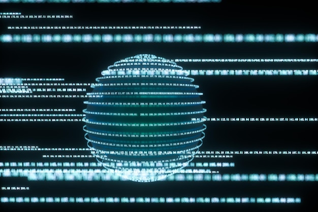 digital lines made of numbers globe big data background 3d rendering
