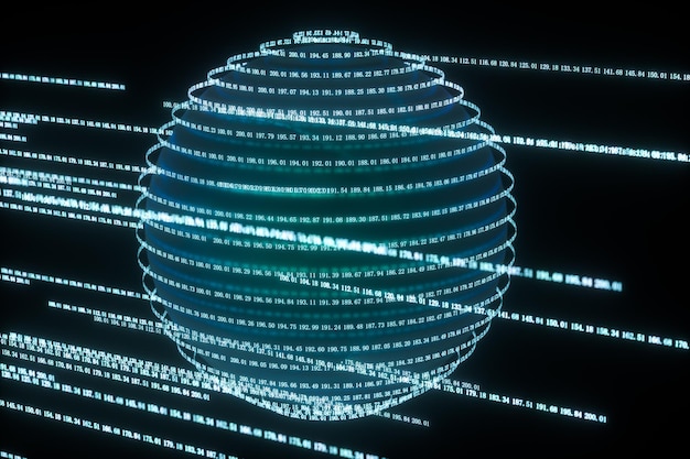 digital lines made of numbers globe big data background 3d rendering