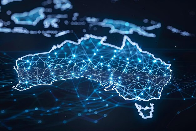 Digital map of Australia network and connectivity created with Generative AI