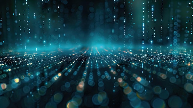 digital matrix of binary code streaming across the screen