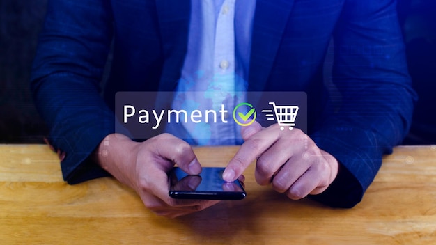 Digital online payment concept Business with online payment and shopping online payment banking Online Money Transfer Confirmed Concept online banking payment transfer