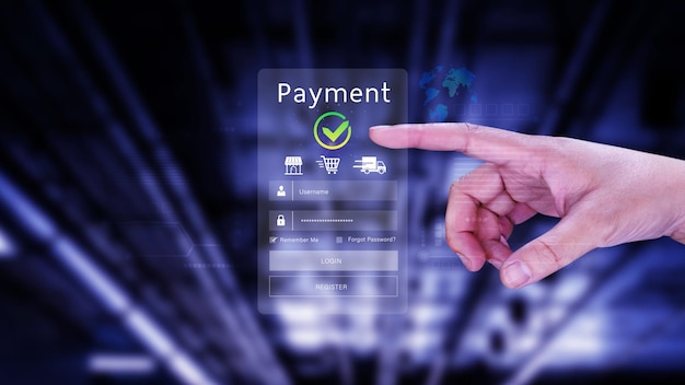 Digital online payment concept Business with online payment and shopping online payment banking Online Money Transfer Confirmed Concept online banking payment transfer