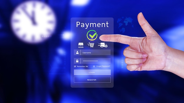 Digital online payment concept Business with online payment and shopping online payment banking Online Money Transfer Confirmed Concept online banking payment transfer