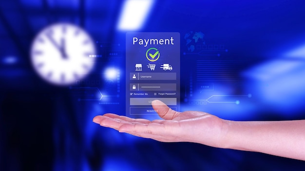 Digital online payment concept Business with online payment and shopping online payment banking Online Money Transfer Confirmed Concept online banking payment transfer
