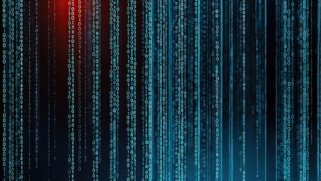 Digital rain of binary code creates a matrix inspired abstract atmosphere