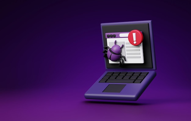 Digital Security Malware Bug Cybersecurity 3D render