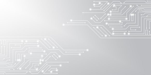 Digital technology concept background Electronic circuit board symbol style gray background