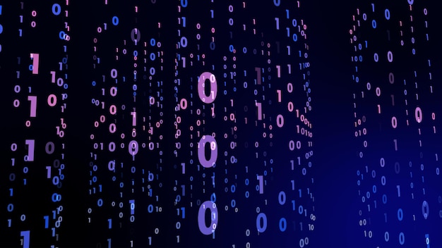 Digital technology with binary digits light path in line data future data technology of cyber programming 101 concept