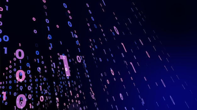 Digital technology with binary digits light path in line data future data technology of cyber programming 101 concept