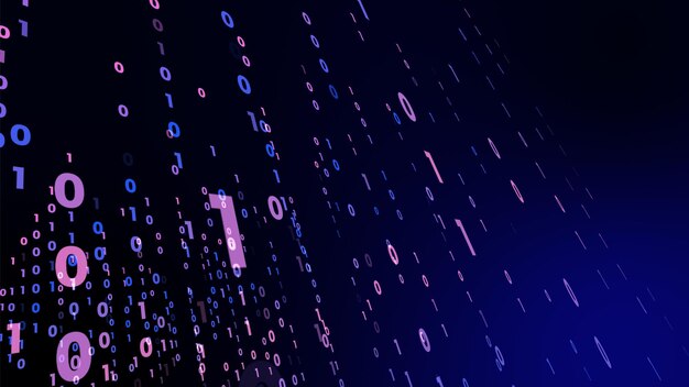 Digital teknologi med binære cifre lyssti i linje data fremtid data teknologi af cyber programmering 101 koncept