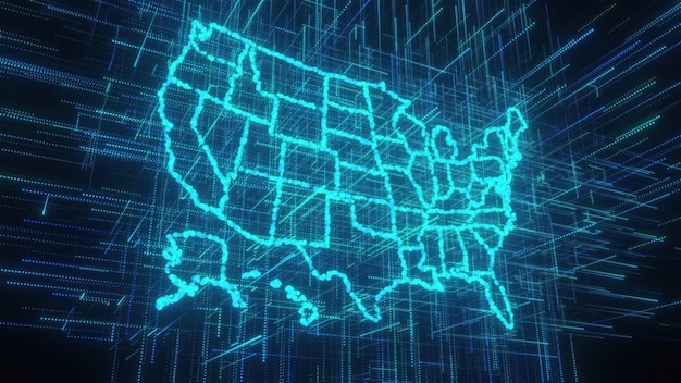 Digital usa map computer generated d render