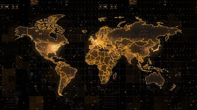 Digital World Map 3d render