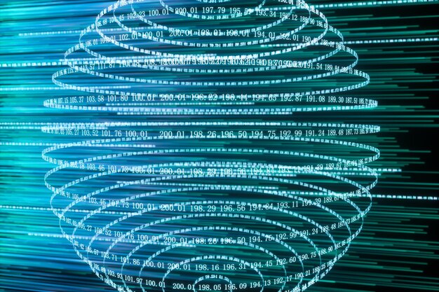 Digitale linjer lavet af tal, globus, big data-baggrund, 3D-rendering