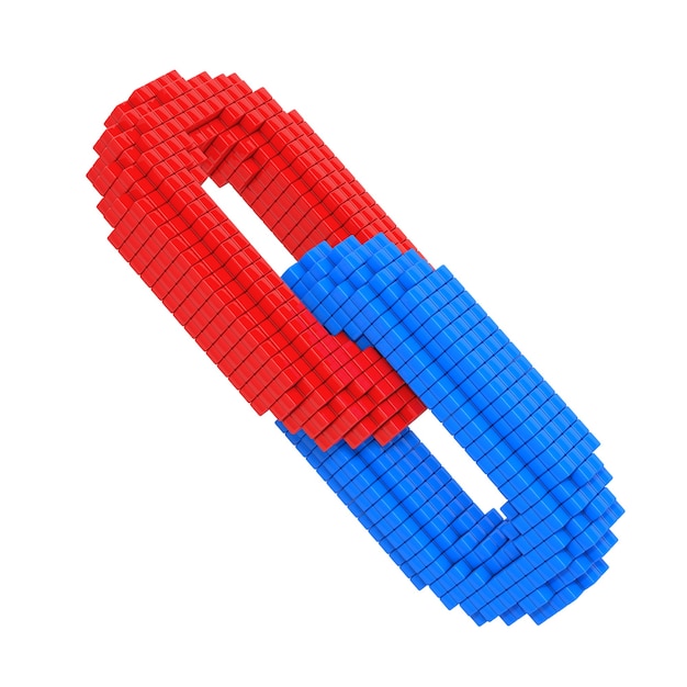 Digitalt Blockchain-koncept. Kæde med blokforbindelser på en hvid baggrund. 3D-rendering