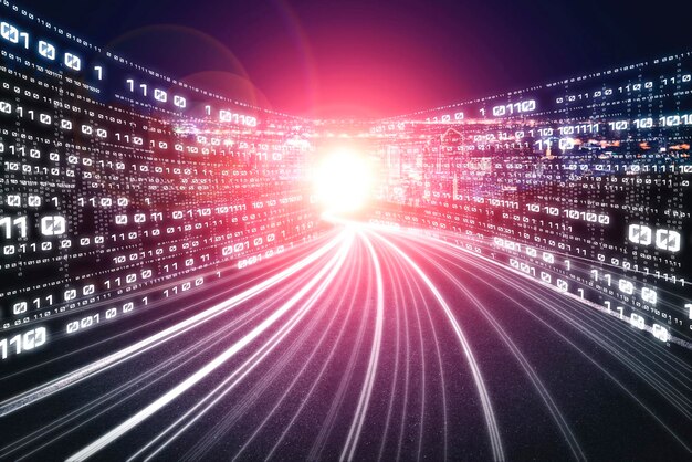 Digitalt dataflöde på väg med rörelseoskärpa för att skapa en vision av snabb överföringshastighet