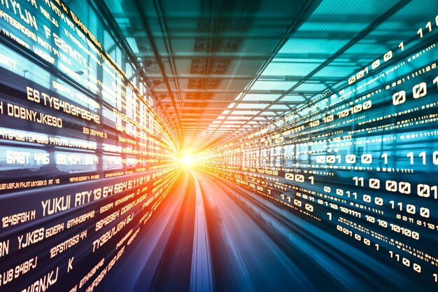 Digitalt dataflow på vej med bevægelsessløring for at skabe en vision om hurtig hastighedsoverførsel