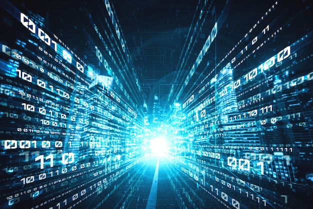 Digitalt dataflow på vej med bevægelsessløring for at skabe en vision om hurtig hastighedsoverførsel