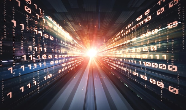 Digitalt dataflow på vej med bevægelsessløring for at skabe en vision om hurtig hastighedsoverførsel