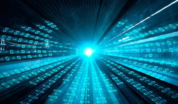 Digitalt dataflow på vej med bevægelsessløring for at skabe en vision om hurtig hastighedsoverførsel