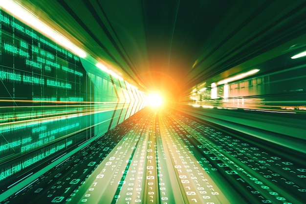 Digitalt dataflow på vej med bevægelsessløring for at skabe en vision om hurtig hastighedsoverførsel
